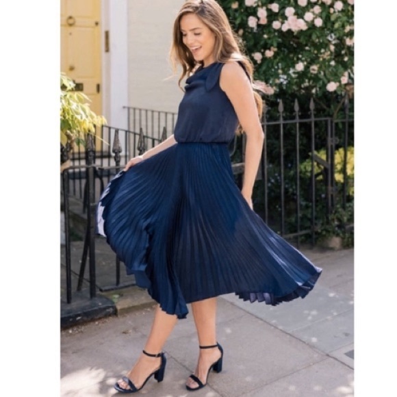 bethany blue lace midi dress